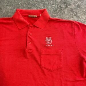 Vintage Fresno State Bulldogs Single Stitch Polo Shirt Ballymoor Red Mens Medium